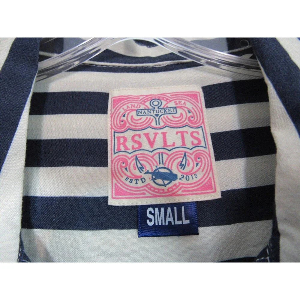RSVLTS Blue & White Striped Nantucket Short Sleeve Button Down Shirt Small NWT
